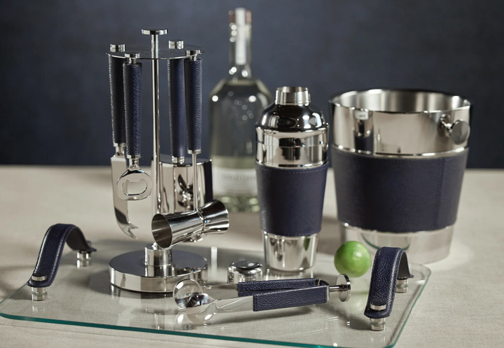 Laguna Navy leather Ice Tongs