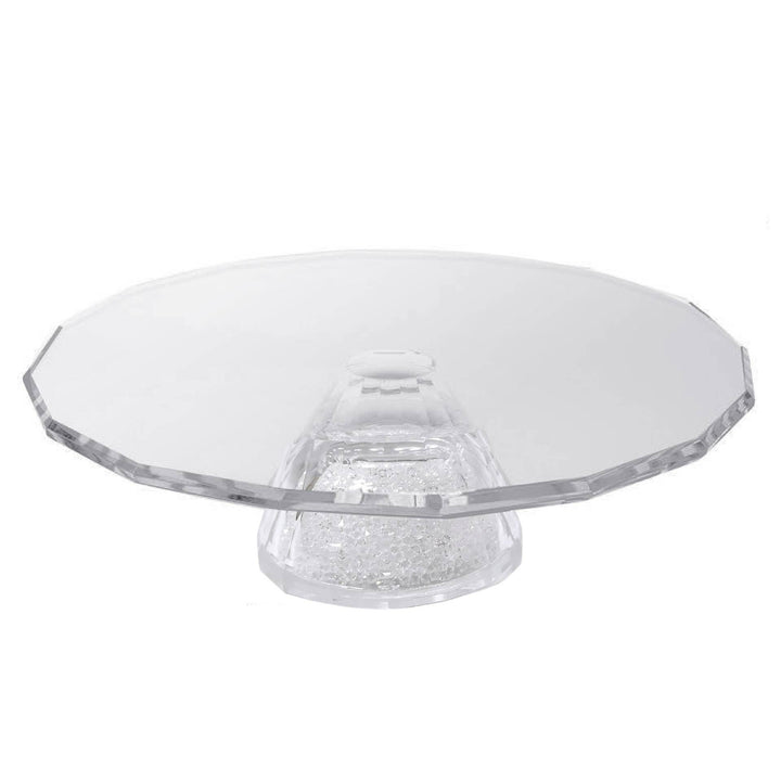 Crystal Cake Stand with Clear Crystal Filled Round Base
