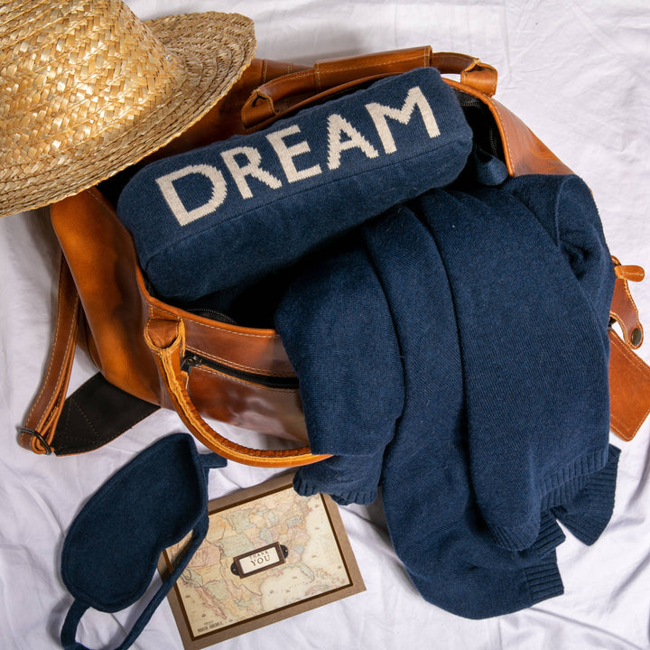 Travel Blanket -Dream - Navy/Linen Sand