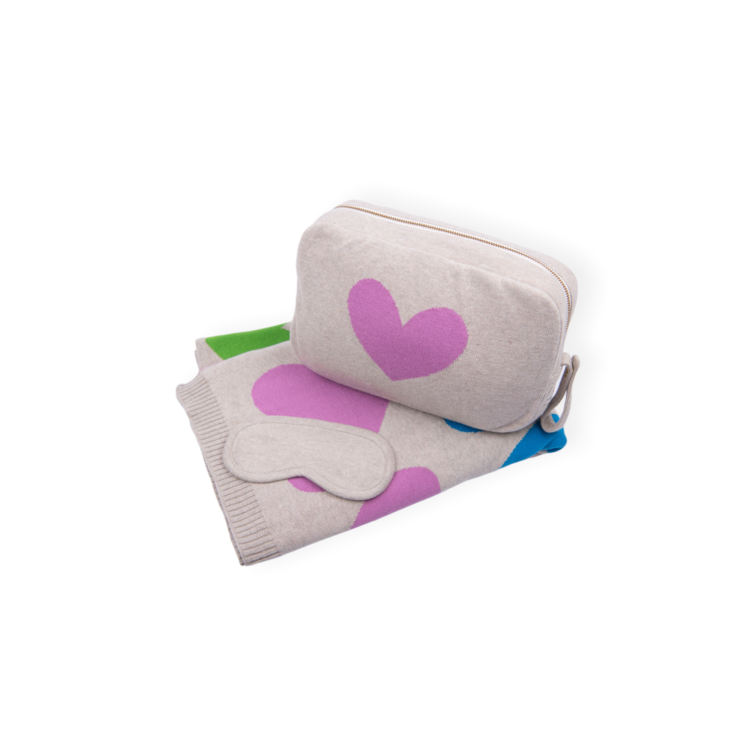 Travel Blanket Set - Hearts
