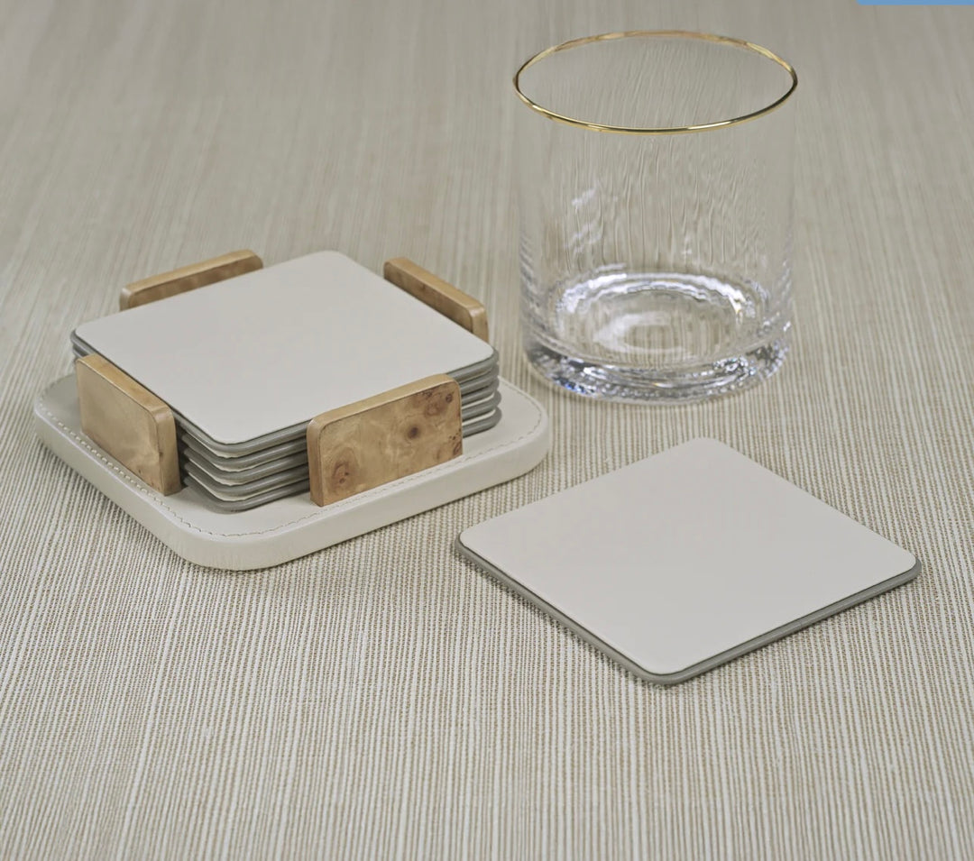 Ivory Leather Coasters s/6