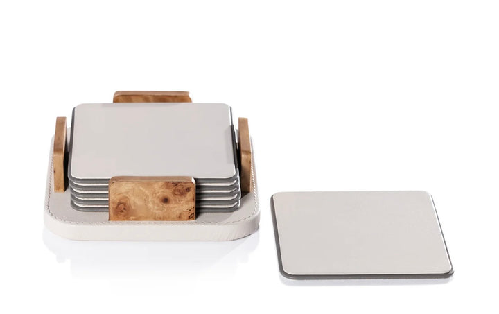 Ivory Leather Coasters s/6