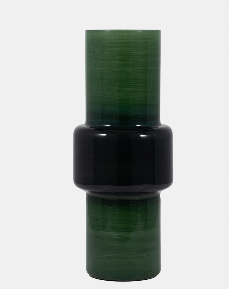 Modern cylinder white and green vase