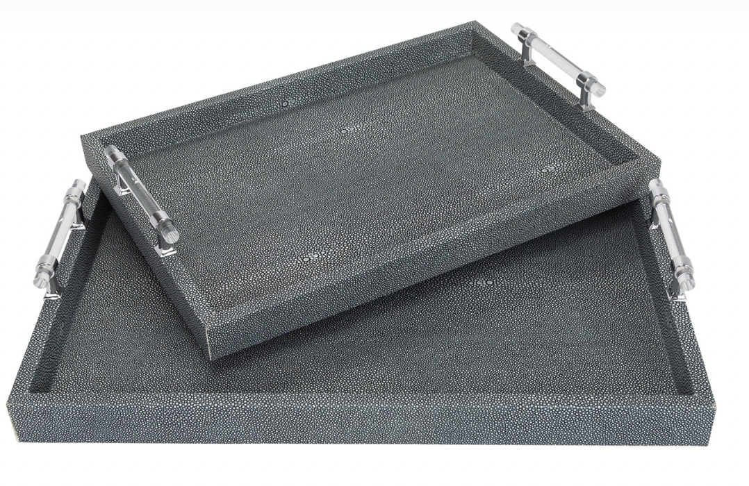 SInatra Gray Shagreen Tray - 2 sizes