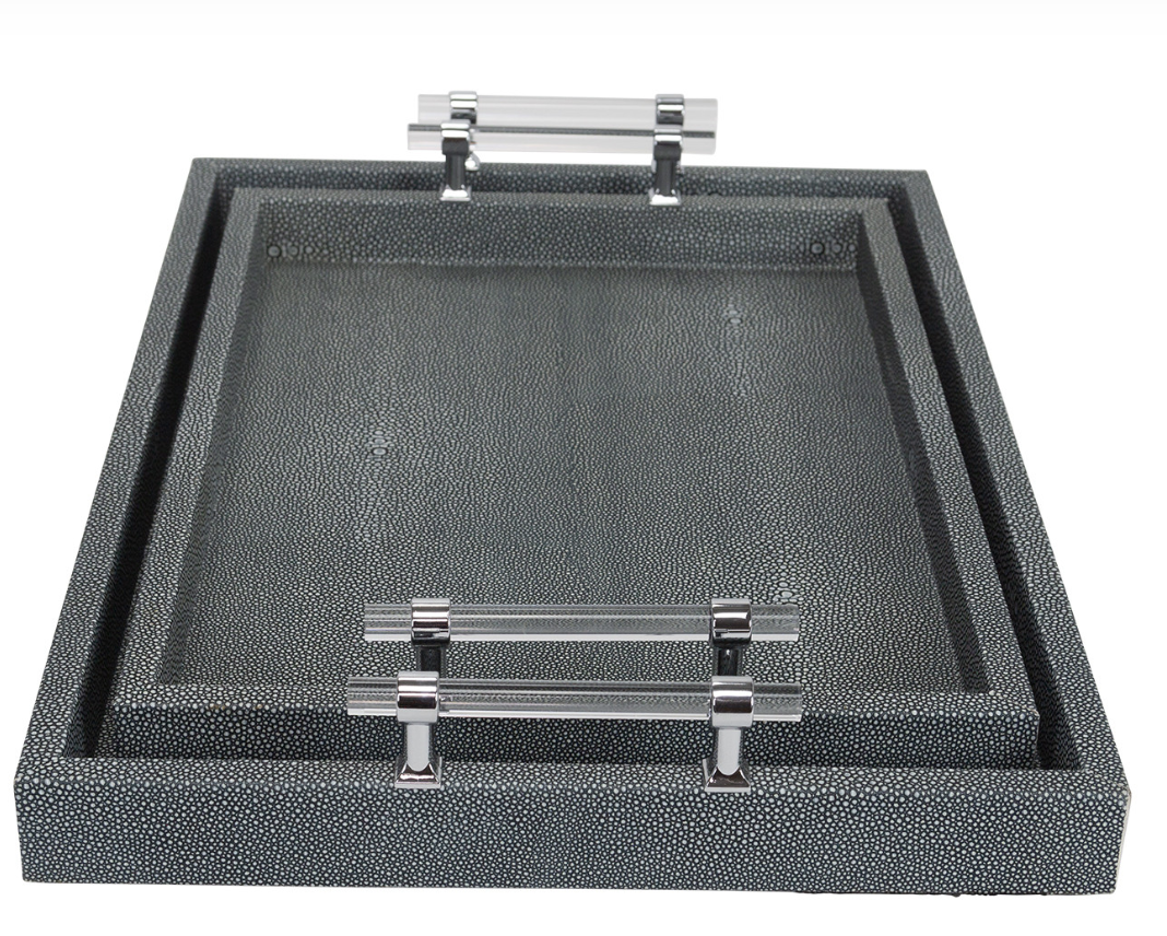 SInatra Gray Shagreen Tray - 2 sizes