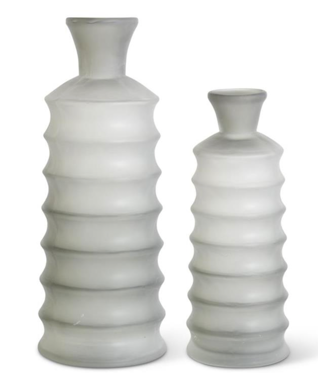 Gray Ribbed Glass Vases s/2