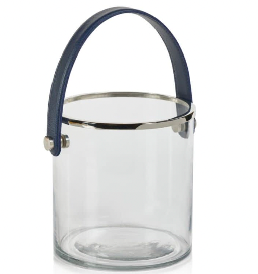 Laguna Glass Ice bucket wth Navy Strap