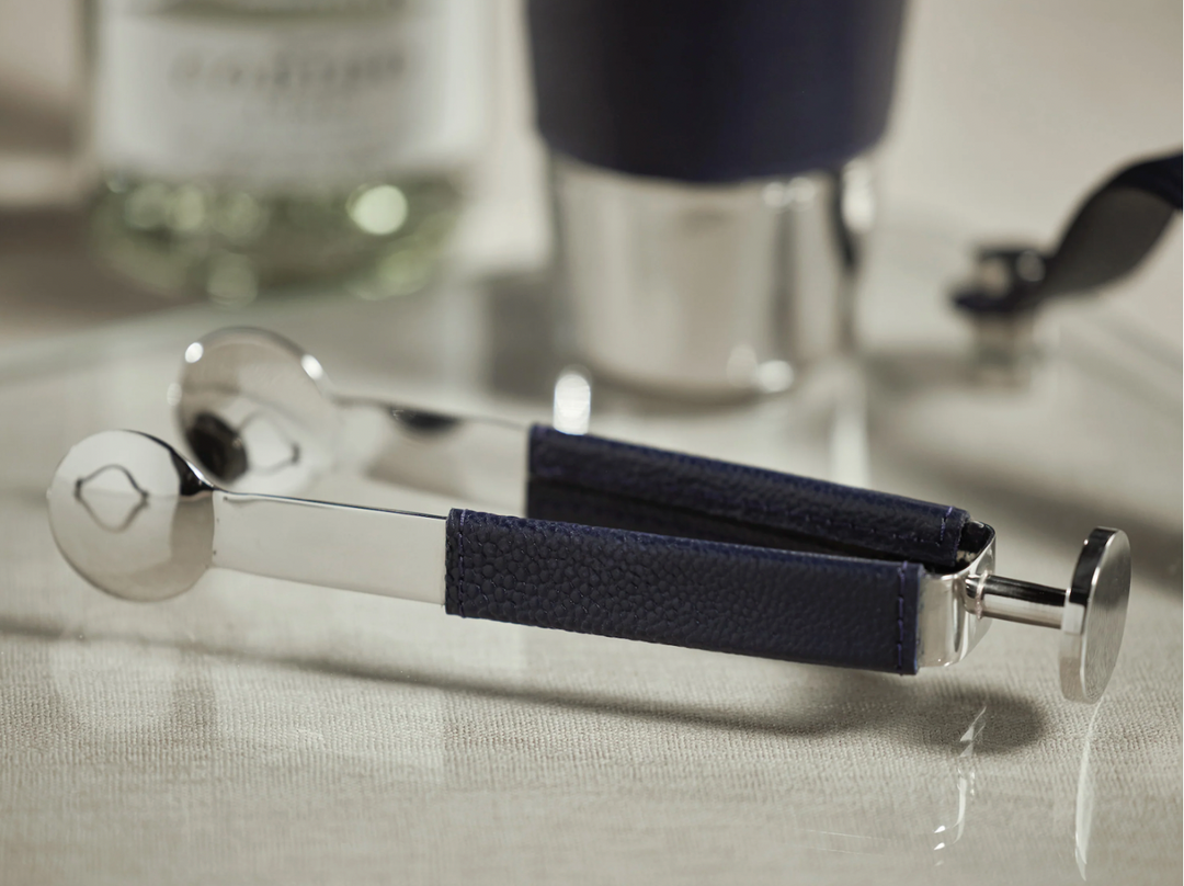 Laguna Navy leather Ice Tongs