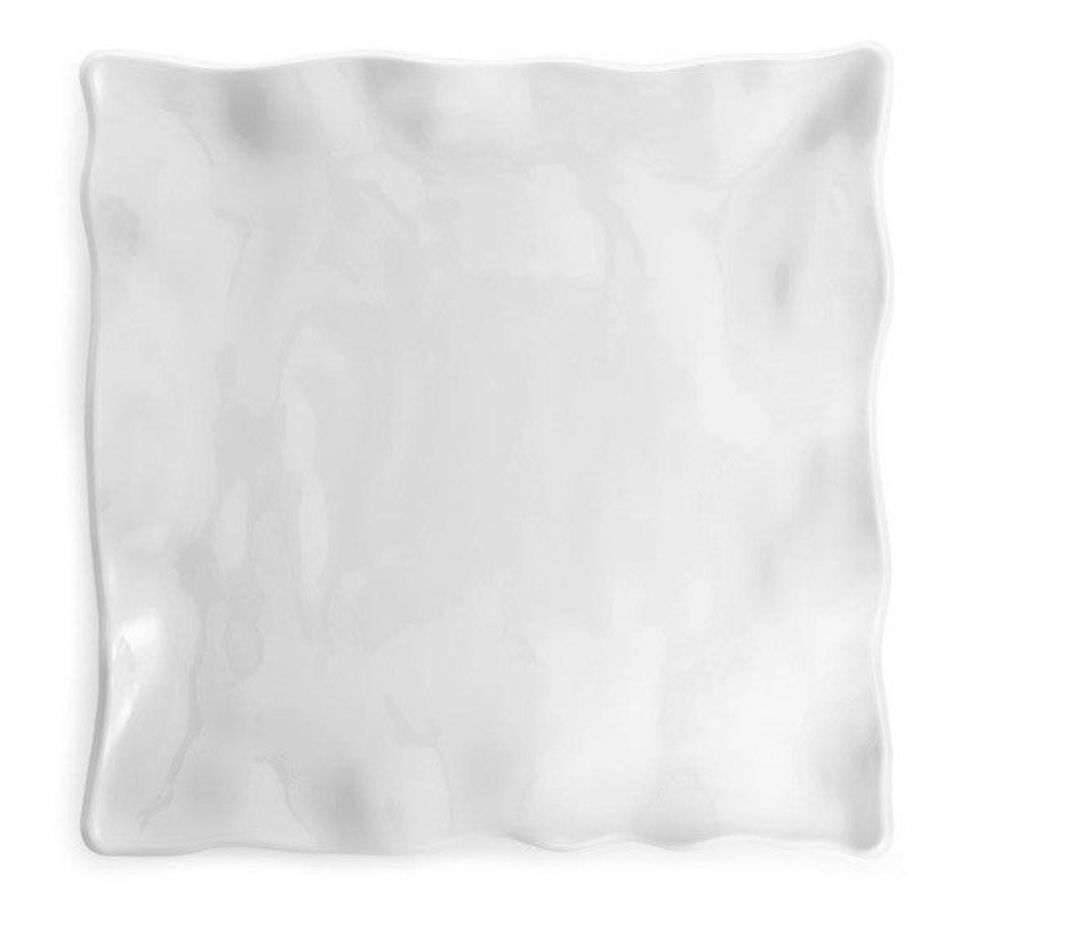 Ruffle White Melamine Square Platter- 2 sizes