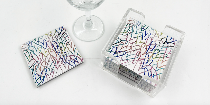 Acrylic Pattern/ Word Coasters -Set of 4- Many patterns available