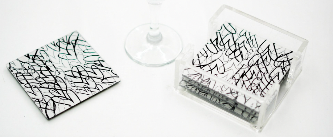 Acrylic Pattern/ Word Coasters -Set of 4- Many patterns available