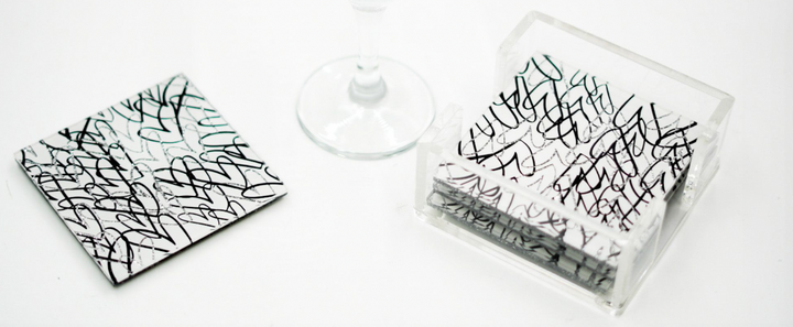 Acrylic Pattern/ Word Coasters -Set of 4- Many patterns available