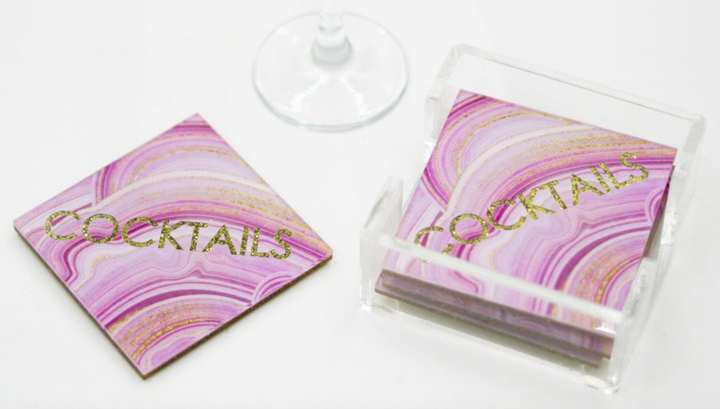 Acrylic Pattern/ Word Coasters -Set of 4- Many patterns available