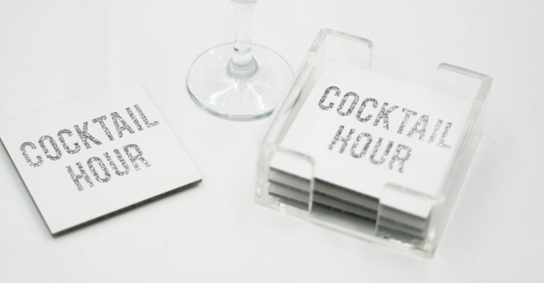 Acrylic Pattern/ Word Coasters -Set of 4- Many patterns available