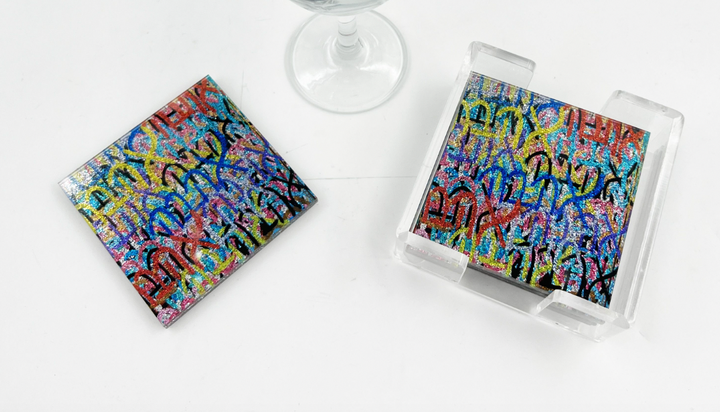 Acrylic Pattern/ Word Coasters -Set of 4- Many patterns available