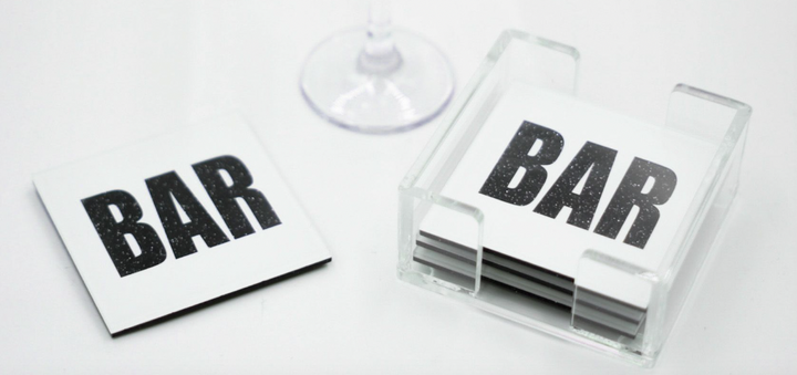 Acrylic Pattern/ Word Coasters -Set of 4- Many patterns available