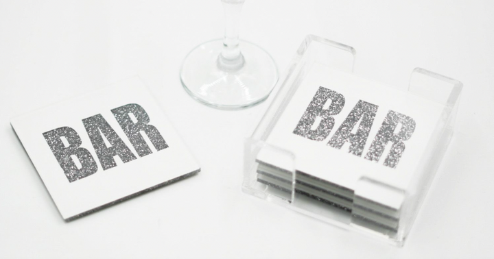 Acrylic Pattern/ Word Coasters -Set of 4- Many patterns available