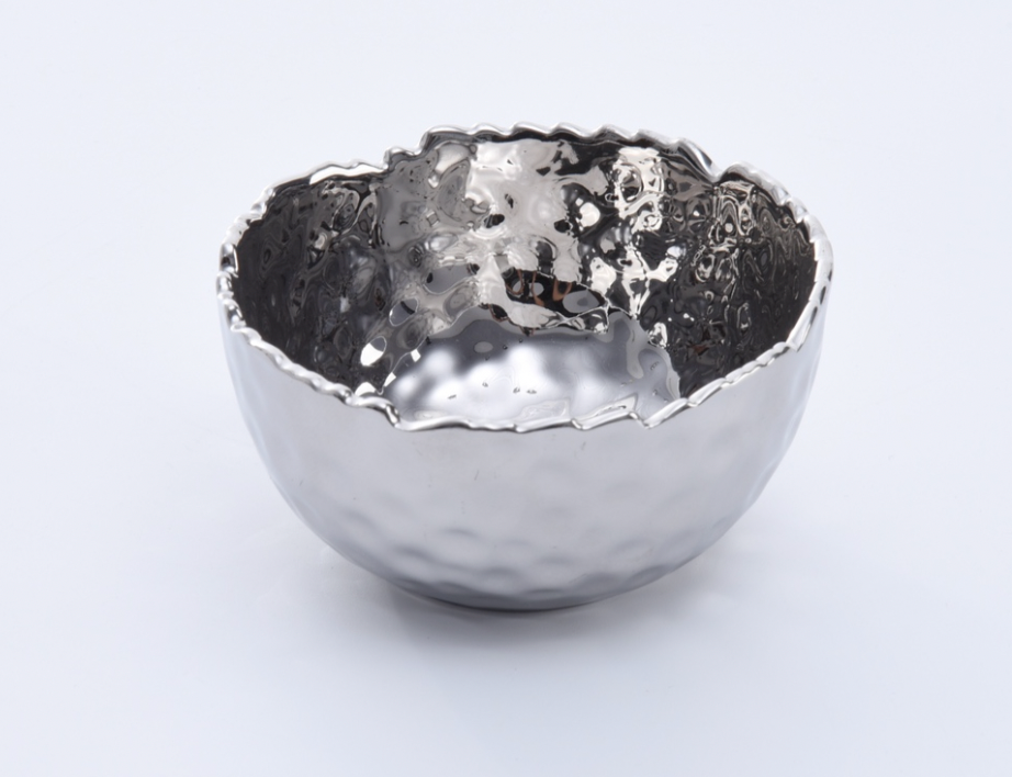 Hammered Porcelain snack bowl-gold or silver