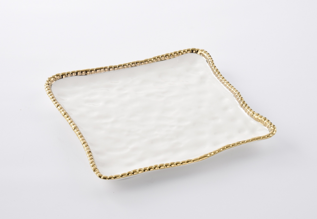 Square porcelain platter with Beading- 3 options