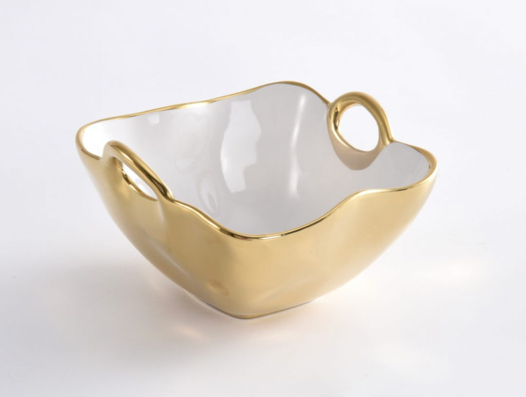 Small White Snack Bowl Gold or Silver