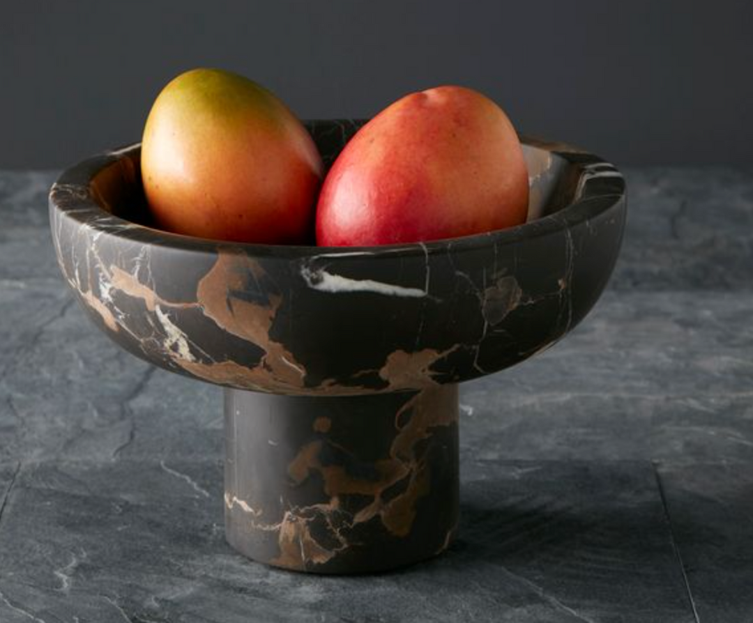 Selene 10" Onyx Honed Finish Footed Bowl- Multip Marble