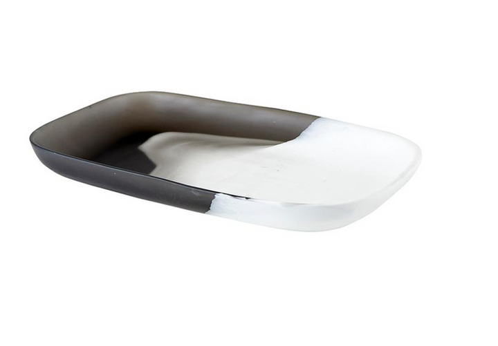 Resin Oblong- Charcoal & White