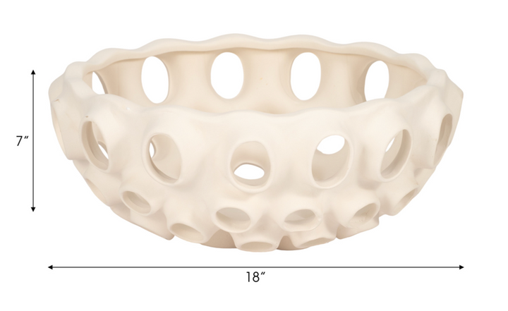18" Embry Cream Ceramic Bowl
