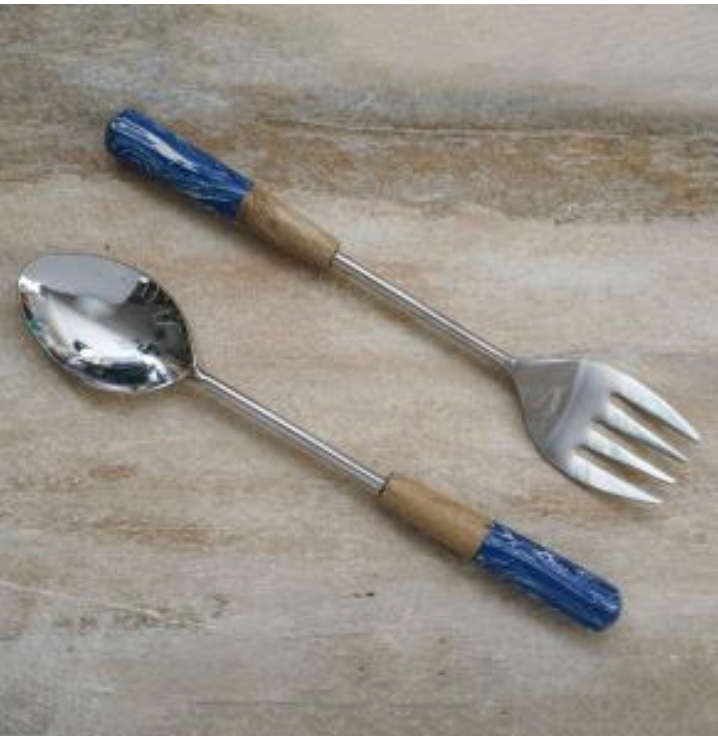 Gray Marble/ Wood  Serving Set