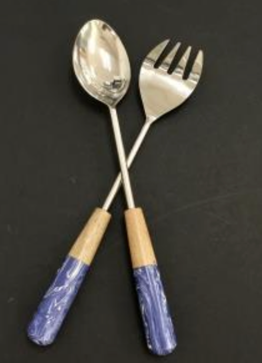 Gray Marble/ Wood  Serving Set