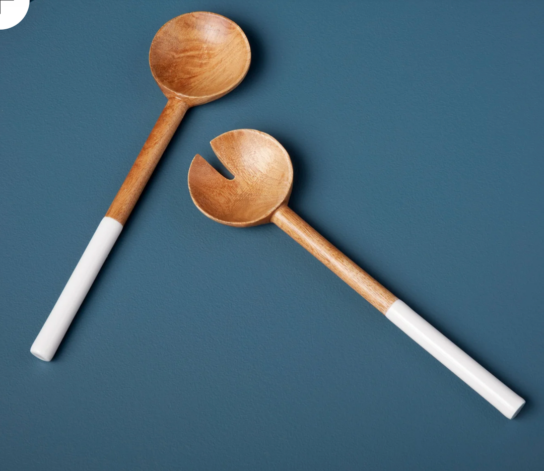 White Mango Wood Serving Set