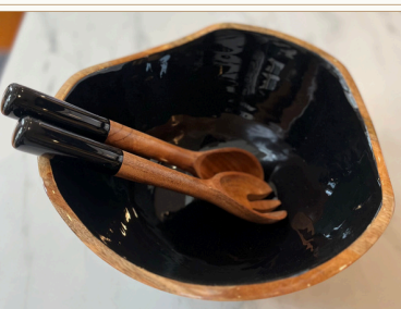 Mango Wood Colored Salad Bowl and Servers