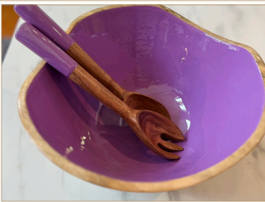 Mango Wood Colored Salad Bowl and Servers