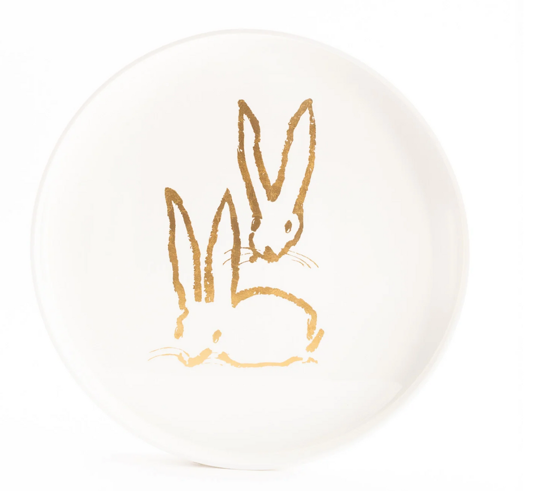 White Royal Rabbit Gold Leaf 18" Round Tray