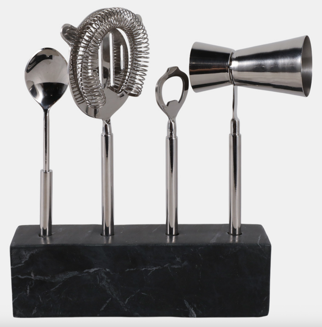 Black and SIlver Bar Set - 4 piece