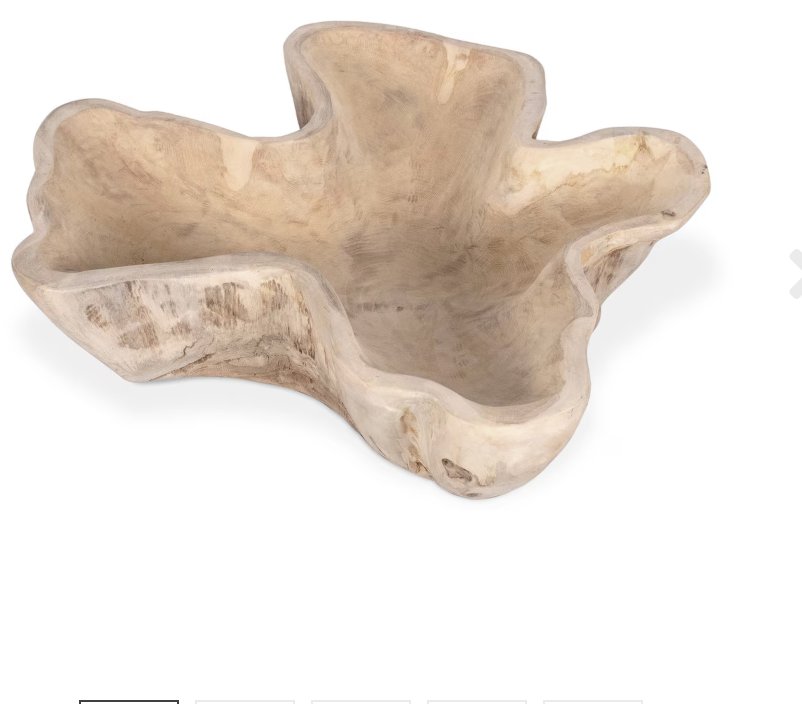 Organic Teak Wood Carved Bowl, 24"W, Natural