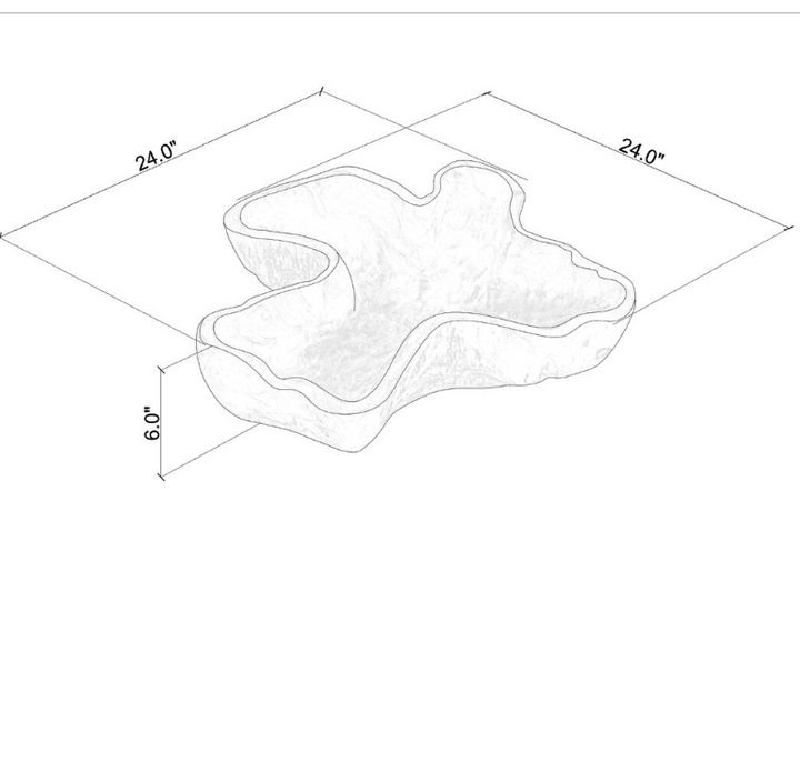Organic Teak Wood Carved Bowl, 24"W, Natural