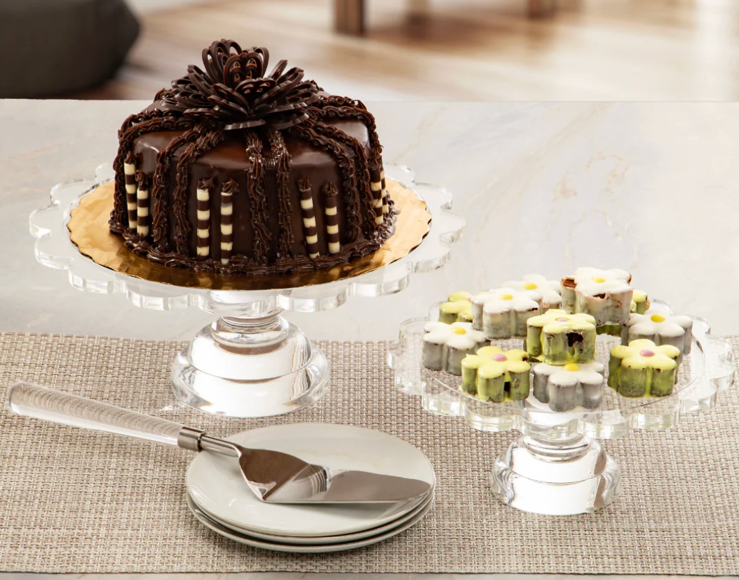 Coco Clear Acrylic Scalloped Pedestal Server- 2 sizes