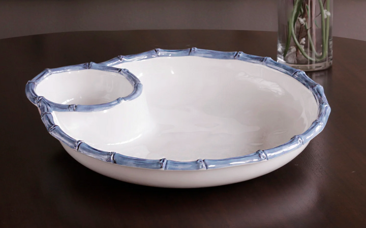 BB White and Blue Bamboo Chip and Dip