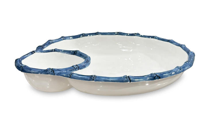 BB White and Blue Bamboo Chip and Dip