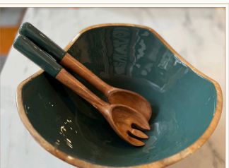 Montauk Mango Wood Colored Salad Bowl and Servers