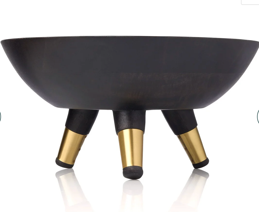Black/ Gold wood bowl w legs