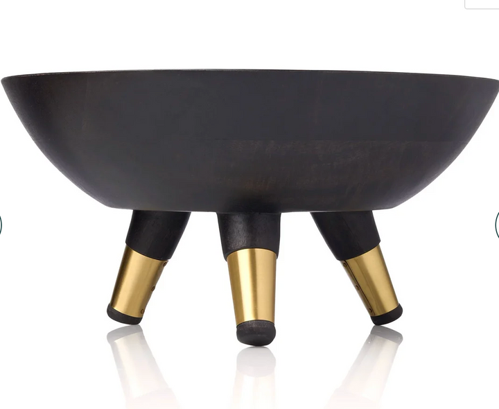 Black/ Gold wood bowl w legs
