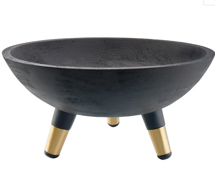 Black/ Gold wood bowl w legs