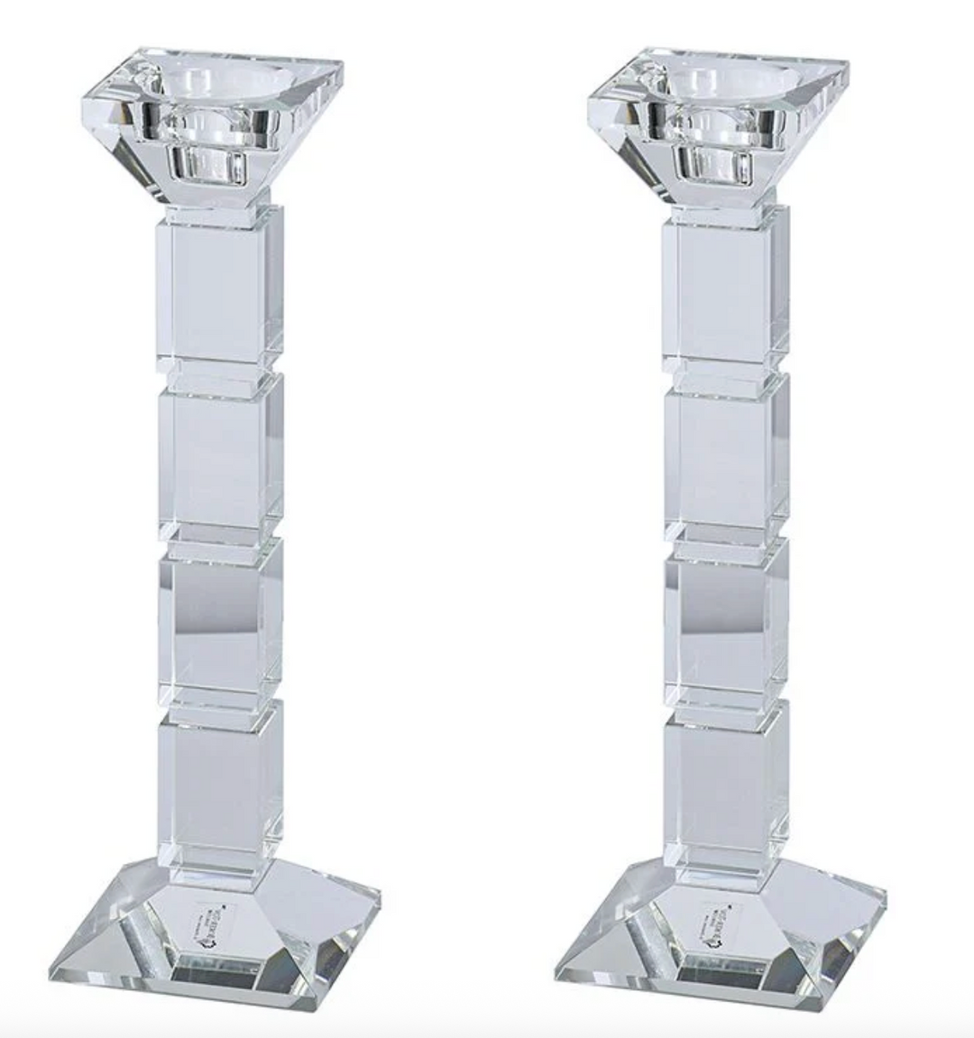 Crystal Square Design Candlesticks
