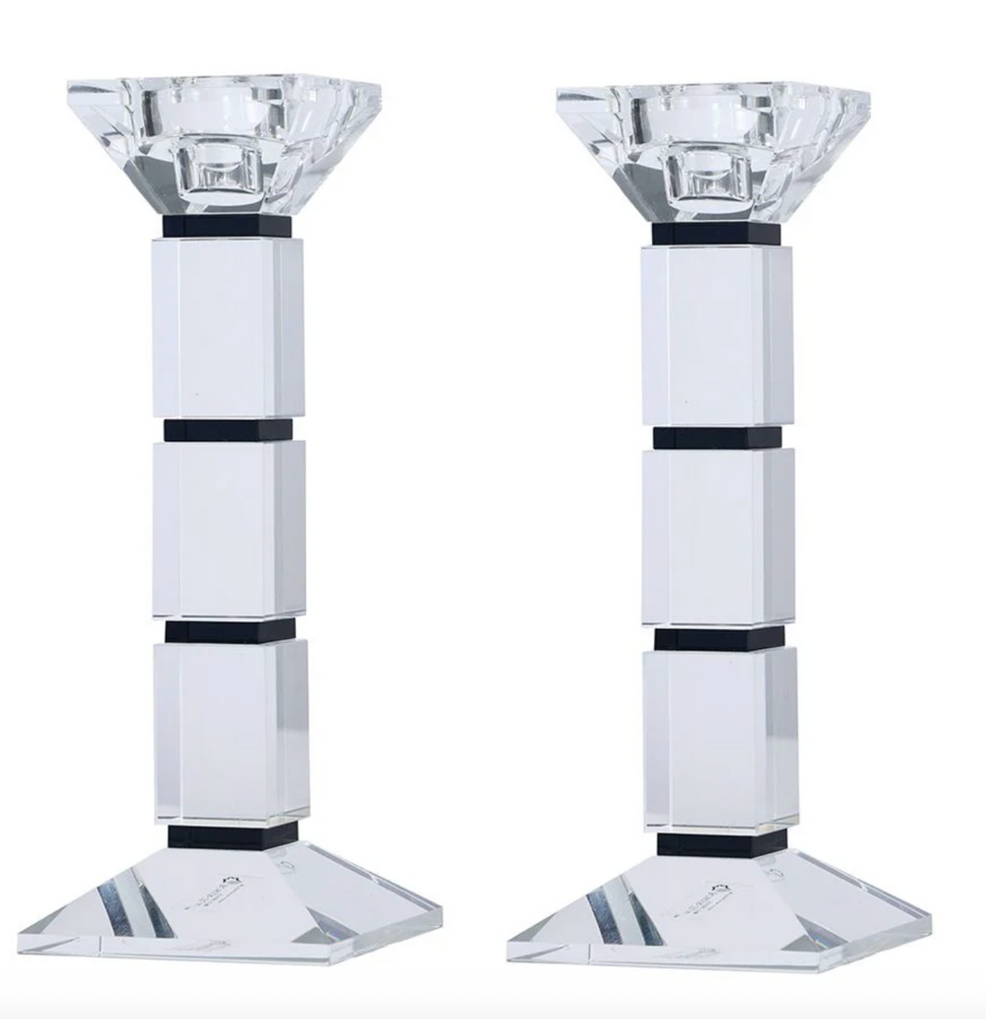 Crystal Square Design Candlesticks