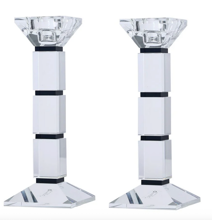 Crystal Square Design Candlesticks