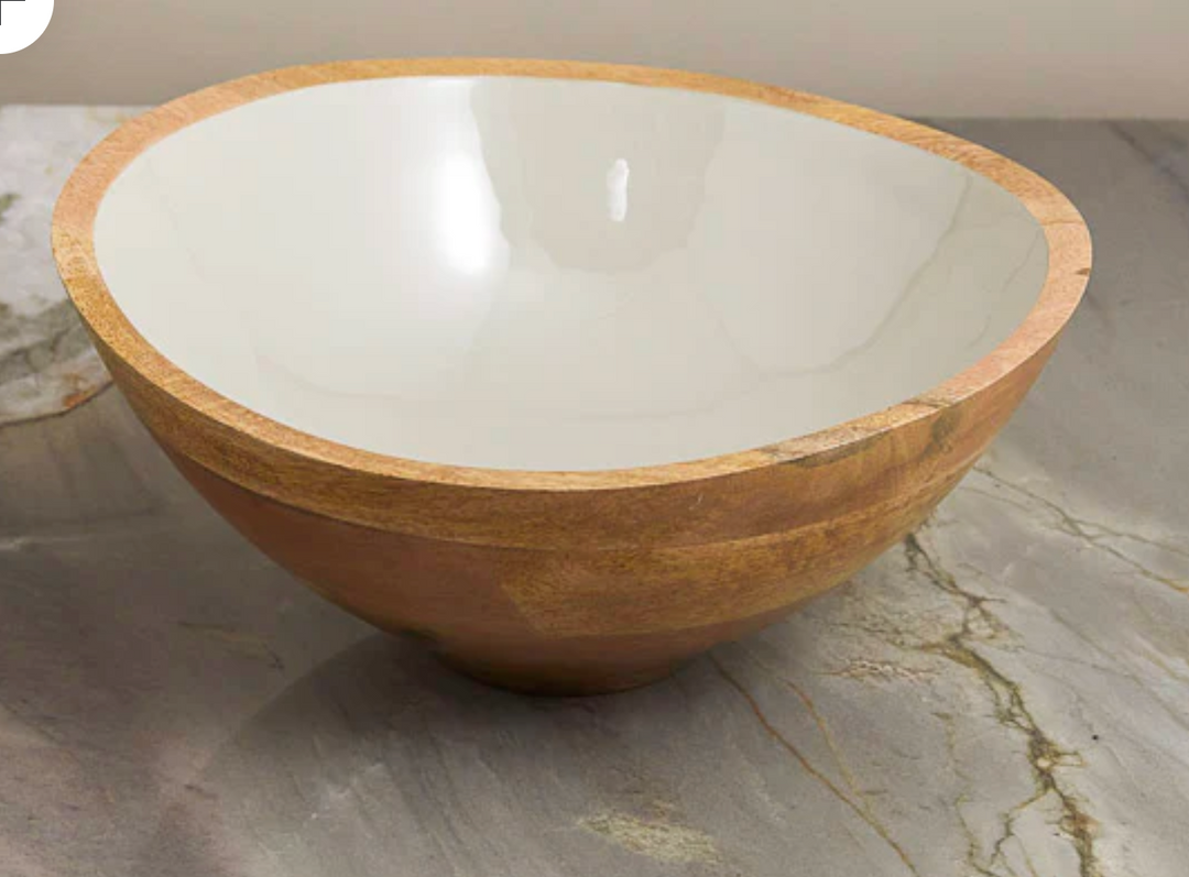Taupe/ Mango Wood Serving Bowls