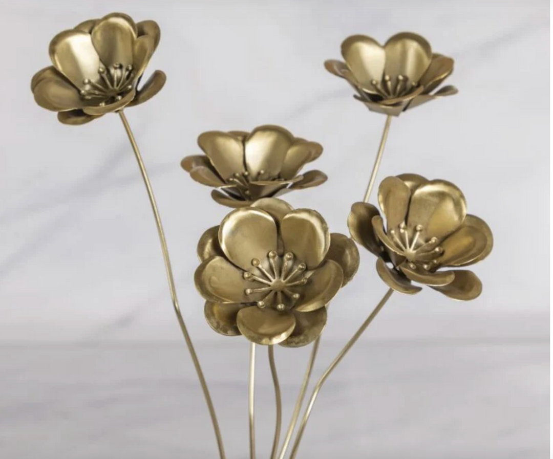 Gold Botanical Poppie Stems