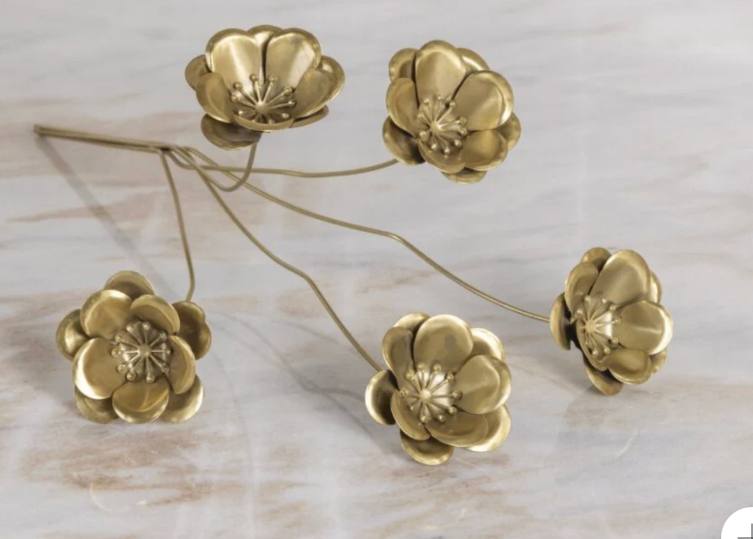 Gold Botanical Poppie Stems