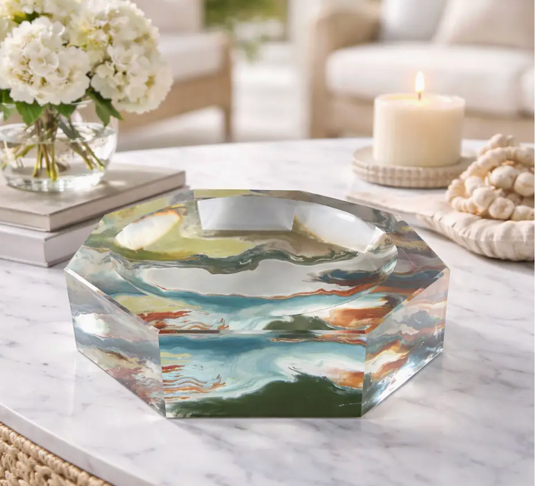 Octagon Waves Acrylic Bowl